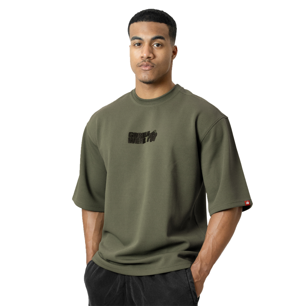 91099010-Idaho-oversized-waffle-T-shirt-army-green-1